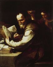 Xanthippe Pouring Water onto Socrates Neck By Luca Giordano