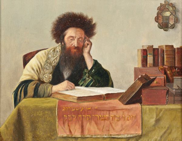 A Rabbi Reading the Talmud by Isidor Kaufmann | Oil Painting Reproduction