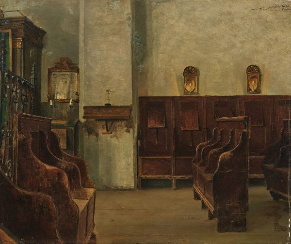 Interior of the Synagogue by Isidor Kaufmann | Oil Painting Reproduction