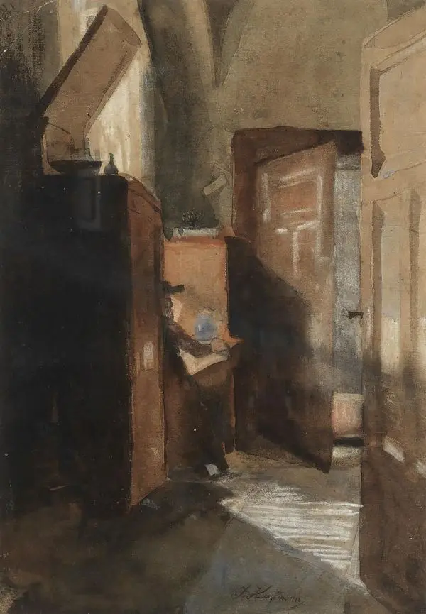 Interior Scene By Isidor Kaufmann