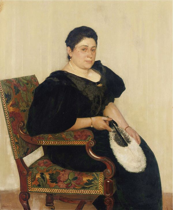Seated Woman with a Fan the Banker's Wife | Oil Painting Reproduction