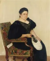 Seated Woman with a Fan the Banker's Wife By Isidor Kaufmann