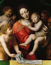 Madonna and Child with St Catherine and Barbara By Bernardino Luini