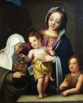 Madonna and Child With St Elizabeth and the Infant St John By Bernardino Luini