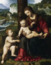 Madonna with child and Saint John By Bernardino Luini