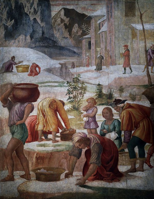 The Gathering of Manna Israelites in the Desert Fresco | Oil Painting Reproduction