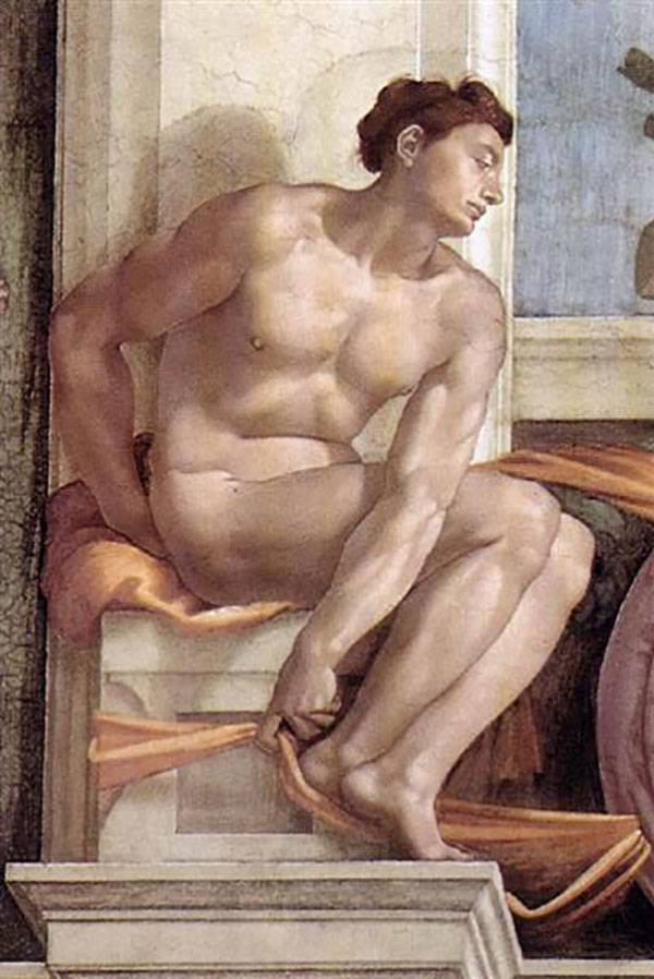 Ignudo 3 1509 by Michelangelo | Oil Painting Reproduction