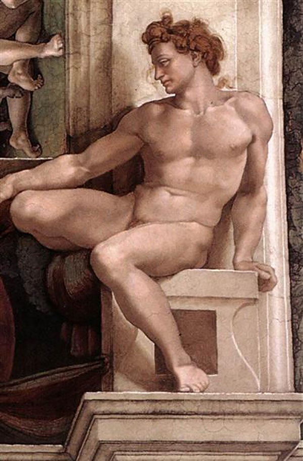 Ignudo 4 1509 by Michelangelo | Oil Painting Reproduction