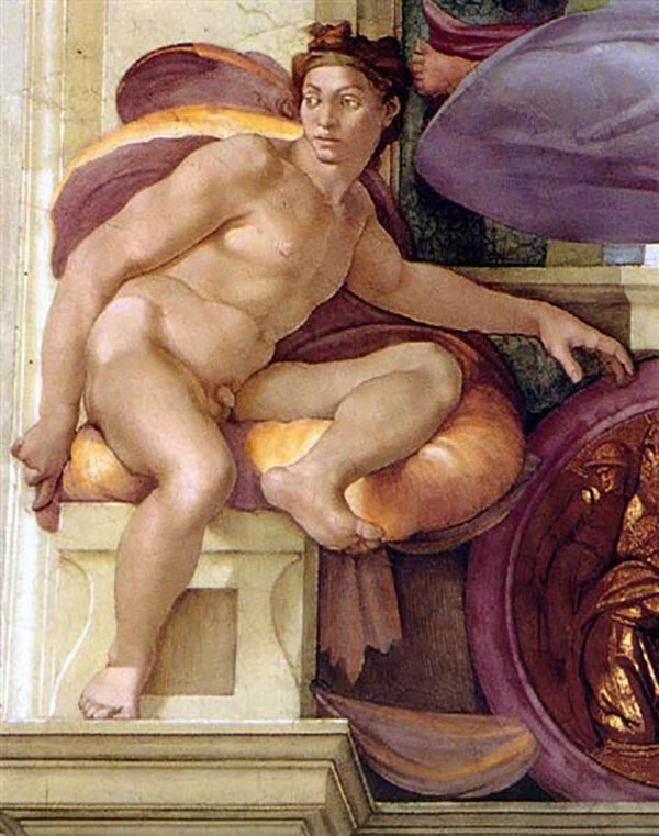 Ignudo 6 1509 by Michelangelo | Oil Painting Reproduction