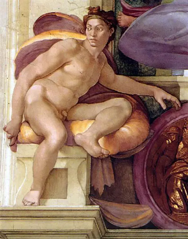 Ignudo 6 1509 By Michelangelo