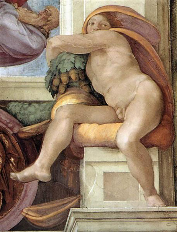 Ignudo 7 1509 by Michelangelo | Oil Painting Reproduction