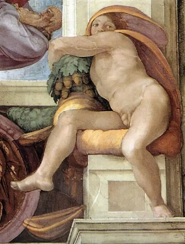 Ignudo 7 1509 By Michelangelo