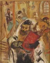 A Hasid with a Torah Scroll By Issachar Ber Ryback