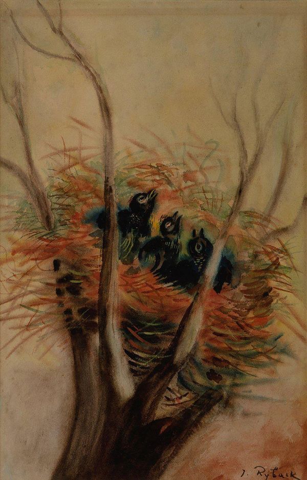 Birds in a Nest by Issachar Ber Ryback | Oil Painting Reproduction