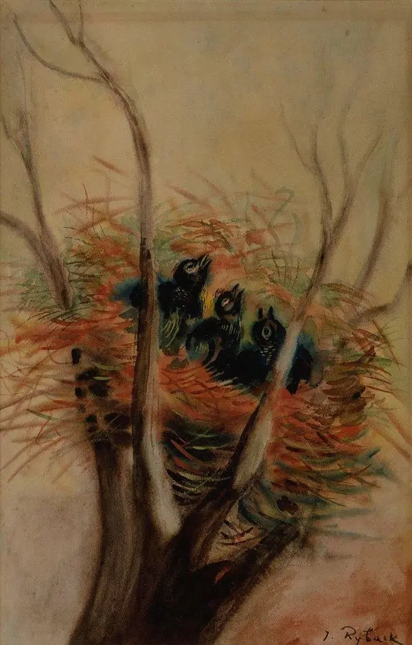 Birds in a Nest By Issachar Ber Ryback