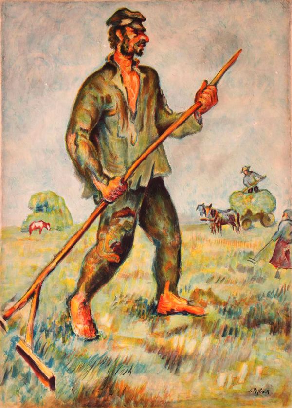 Farmer Working in the Fields | Oil Painting Reproduction
