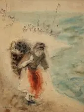 Fisherwoman on the Beach By Issachar Ber Ryback