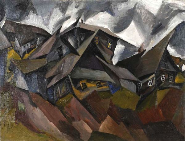 Houses in a Small Town 1917 | Oil Painting Reproduction