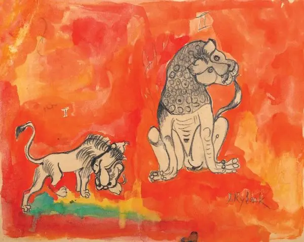 Lion and Lioness By Issachar Ber Ryback