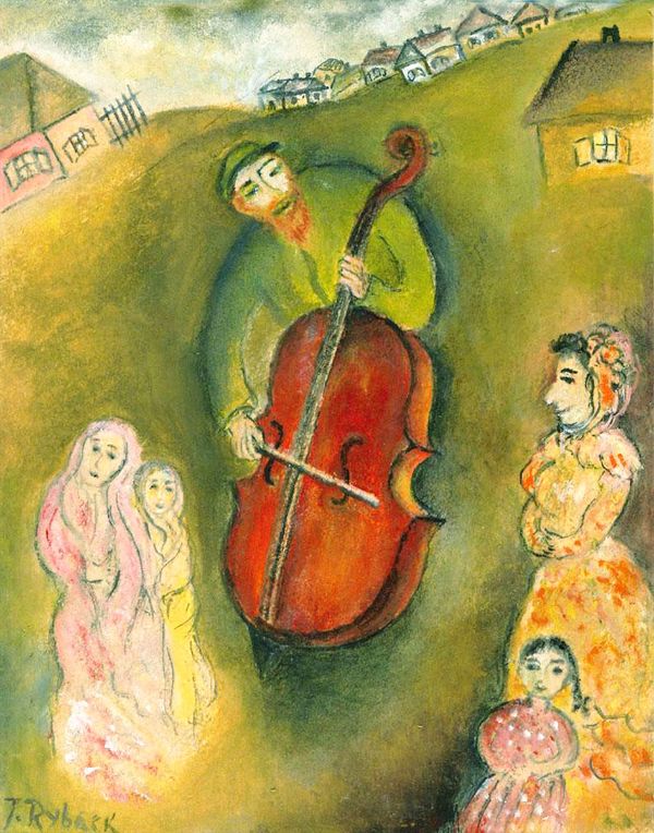Playing the Cello for Wedding Guests | Oil Painting Reproduction