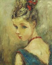 Portrait of Young Girl By Issachar Ber Ryback