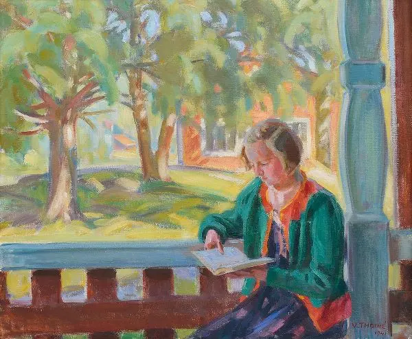 A Girl Reading By Verner Thome