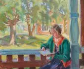 A Girl Reading By Verner Thome
