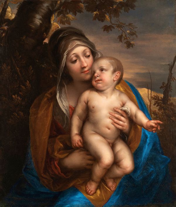 Madonna col Bambino in un Paesaggio | Oil Painting Reproduction