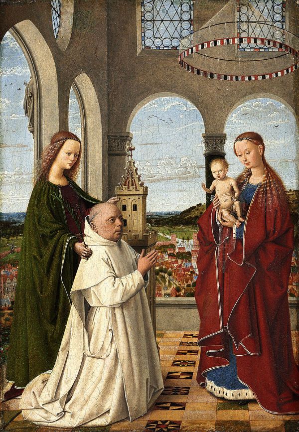 Mary with Child St Barbara and Monk | Oil Painting Reproduction