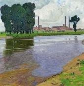 River Landscape 1900 By Carl Moll