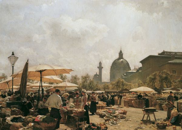 The Naschmarkt in Vienna 1894 by Carl Moll | Oil Painting Reproduction