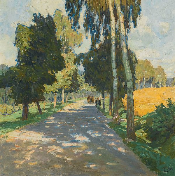 Tree Lined Road in Bruntal by Carl Moll | Oil Painting Reproduction