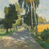 Tree Lined Road in Bruntal By Carl Moll