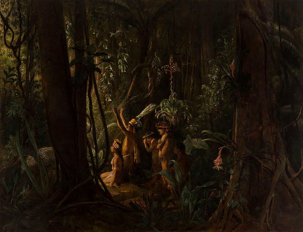 Amazonian Indians Worshiping the Sun God | Oil Painting Reproduction