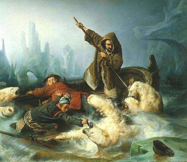 Fight with Polar Bears 1839 | Oil Painting Reproduction