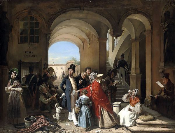 La Poste Restante by Francois Auguste Biard | Oil Painting Reproduction