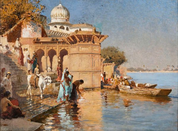 Along the Ghats Mathura by Edwin Lord Weeks | Oil Painting Reproduction