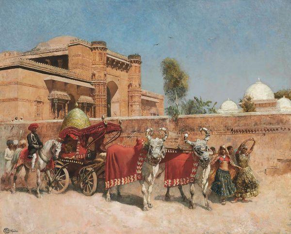 A Wedding Procession before a Palace in Rajasthan | Oil Painting Reproduction