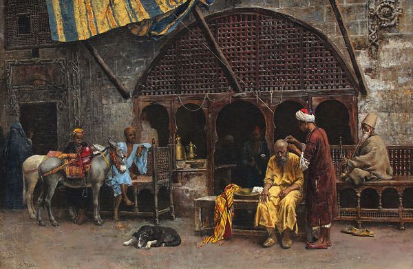 Barber Shop by Edwin Lord Weeks | Oil Painting Reproduction
