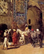 Blue Tiled Mosque at Delhi India By Edwin Lord Weeks