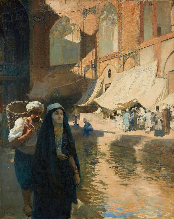 Isfahan Bazaar by Edwin Lord Weeks | Oil Painting Reproduction