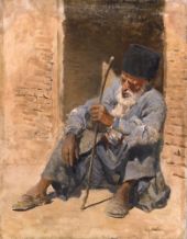 Man Resting in a Doorway Ispahan Persia By Edwin Lord Weeks