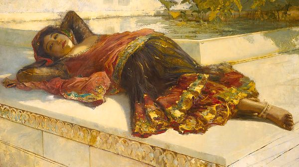 Nautch Girl Resting by Edwin Lord Weeks | Oil Painting Reproduction