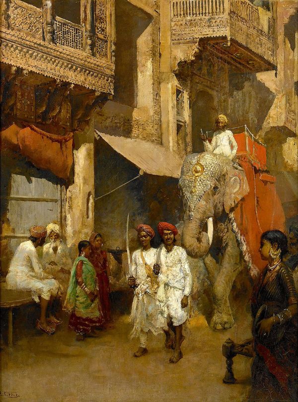 Promenade on an Indian Street | Oil Painting Reproduction