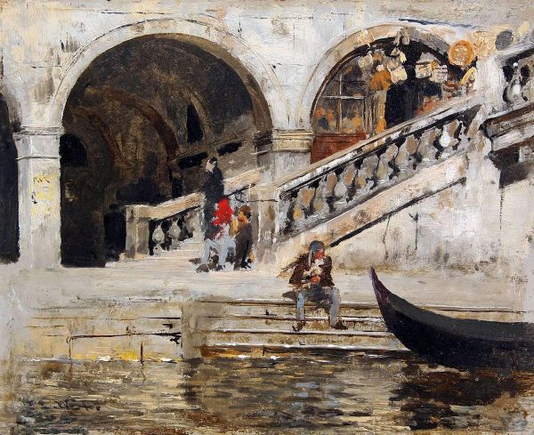 Rialto Bridge Venice Italy by Edwin Lord Weeks | Oil Painting Reproduction
