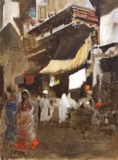 Street Scene in Bombay By Edwin Lord Weeks