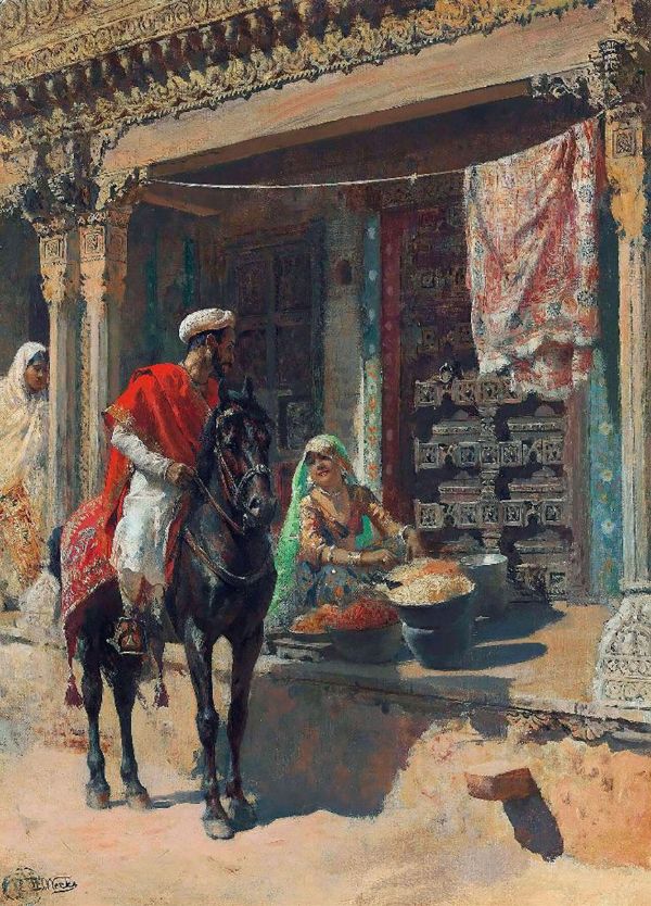 Street Vendor Ahmedabad by Edwin Lord Weeks | Oil Painting Reproduction