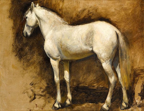 Study of a White Horse by Edwin Lord Weeks | Oil Painting Reproduction