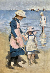 Children on the Beach by Stanhope Forbes | Oil Painting Reproduction