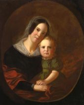 Sarah Elizabeth Hutchison and Son Newton 1841 By George Caleb Bingham